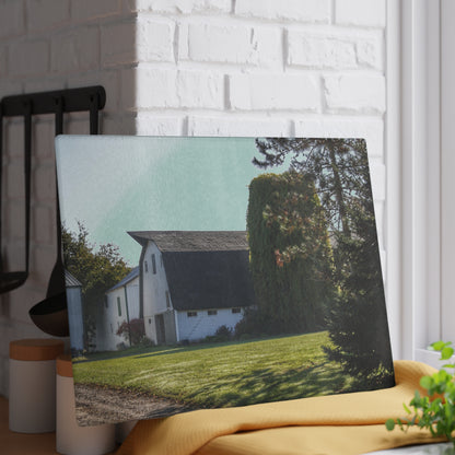 U R There Photography Five Lakes Road White Rustic Farmhouse Tempered-Glass Cutting Board