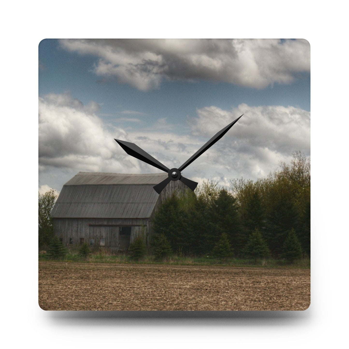 U R There Photography Sandusky Grey in the Pines Rustic Farmhouse Acrylic Analog Wall Clock