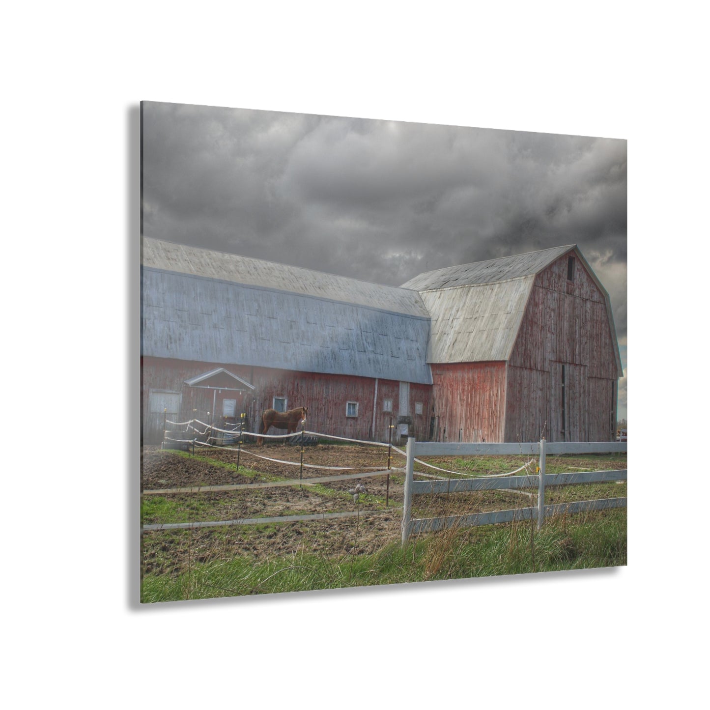 U R There Photography Sandusky Horse Barn Against Fall Skies Rustic Farmhouse Acrylic Wall Print
