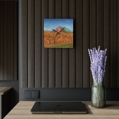 U R There Photography Beyond the Harvest Corn I Rustic Farmhouse Acrylic Analog Wall Clock