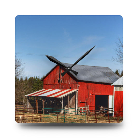 Cass City Carousel Red Rustic Farmhouse Acrylic Analog Wall Clock 10.75'' × 10.75'' (Square)