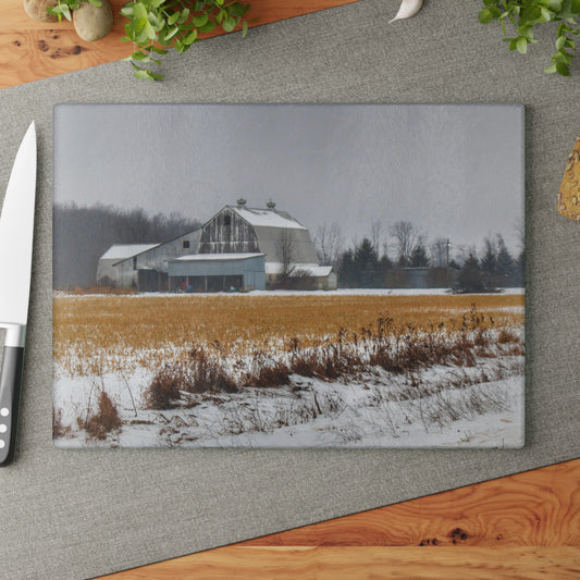 U R There Photography Argyle Road Grey Rustic Farmhouse Tempered-Glass Cutting Board