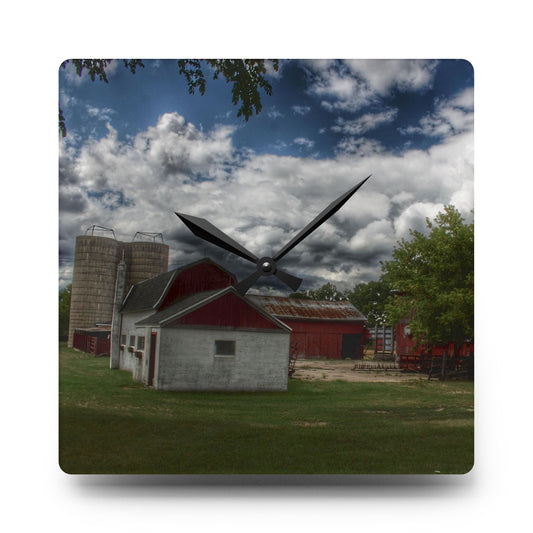 Five Lakes Farm I Rustic Farmhouse Acrylic Analog Wall Clock 10.75'' × 10.75'' (Square)