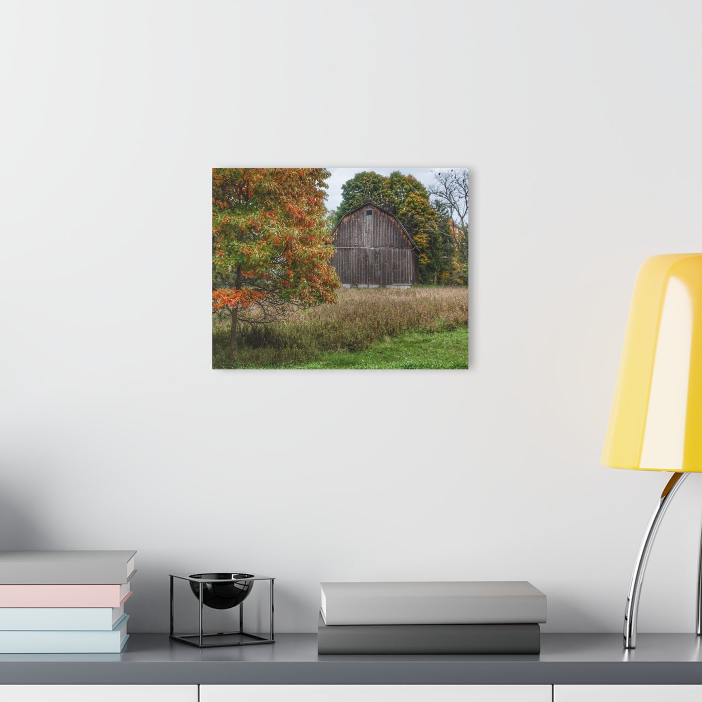 U R There Photography Mount Morris Road Grey in the Fall Rustic Farmhouse Acrylic Wall Print