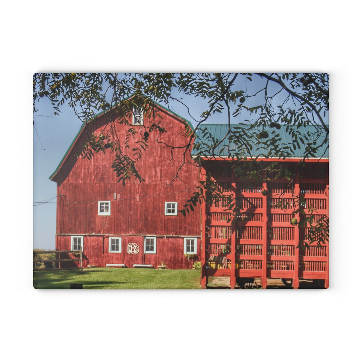 U R There Photography Gardner Road Red I Rustic Farmhouse Tempered-Glass Cutting Board