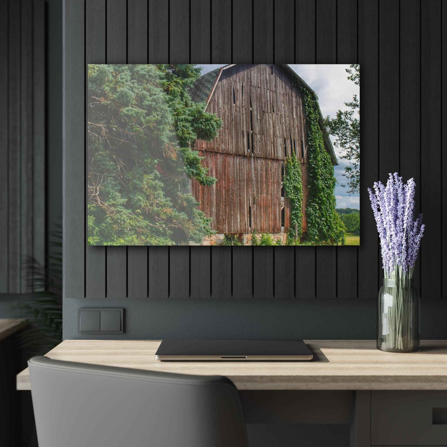 U R There Photography North Branch Ivy Grey I Rustic Farmhouse Acrylic Wall Print