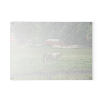U R There Photography Painted Pony in Pasture Rustic Farmhouse Tempered-Glass Cutting Board