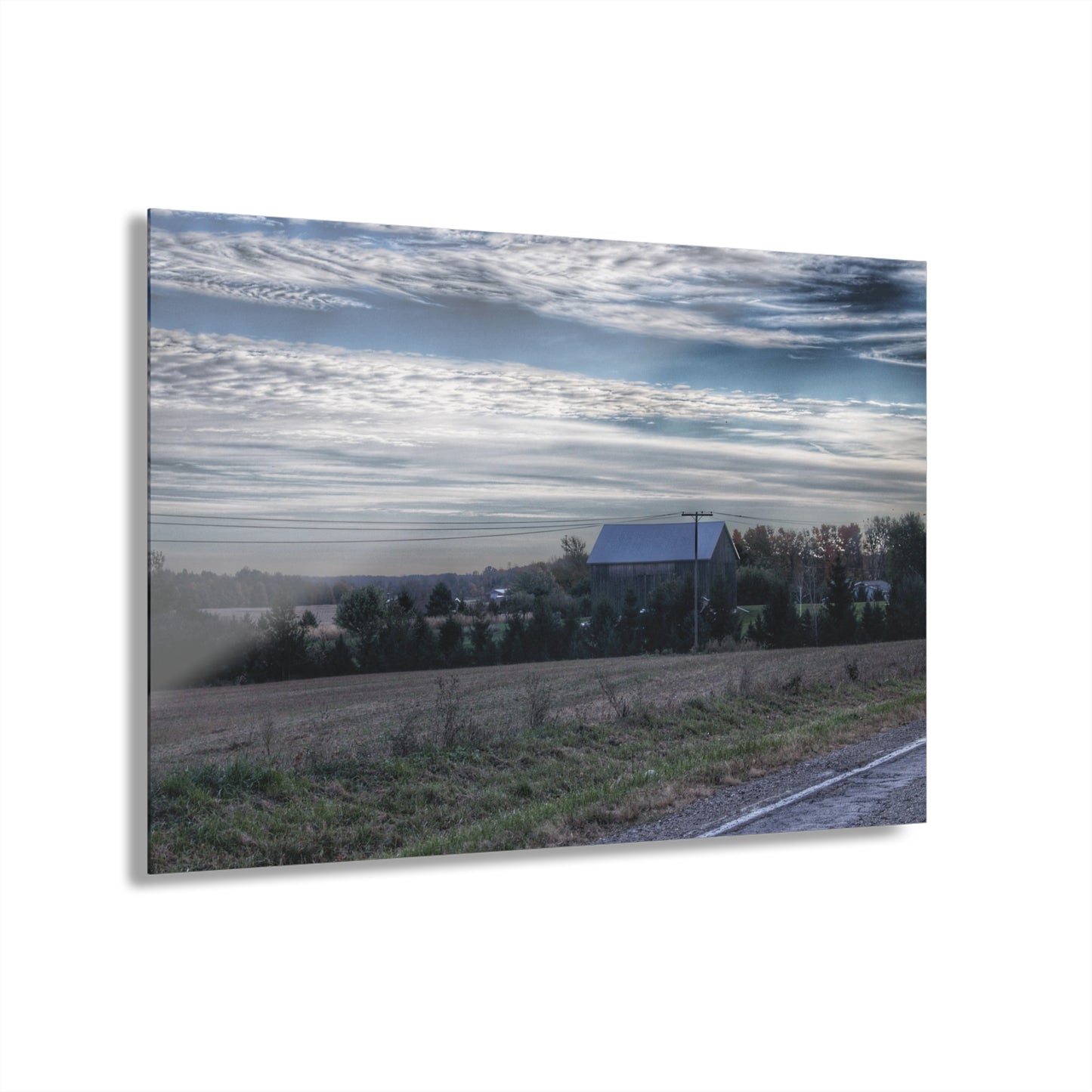 U R There Photography Burnside Road Grey Blues Rustic Farmhouse Acrylic Wall Print