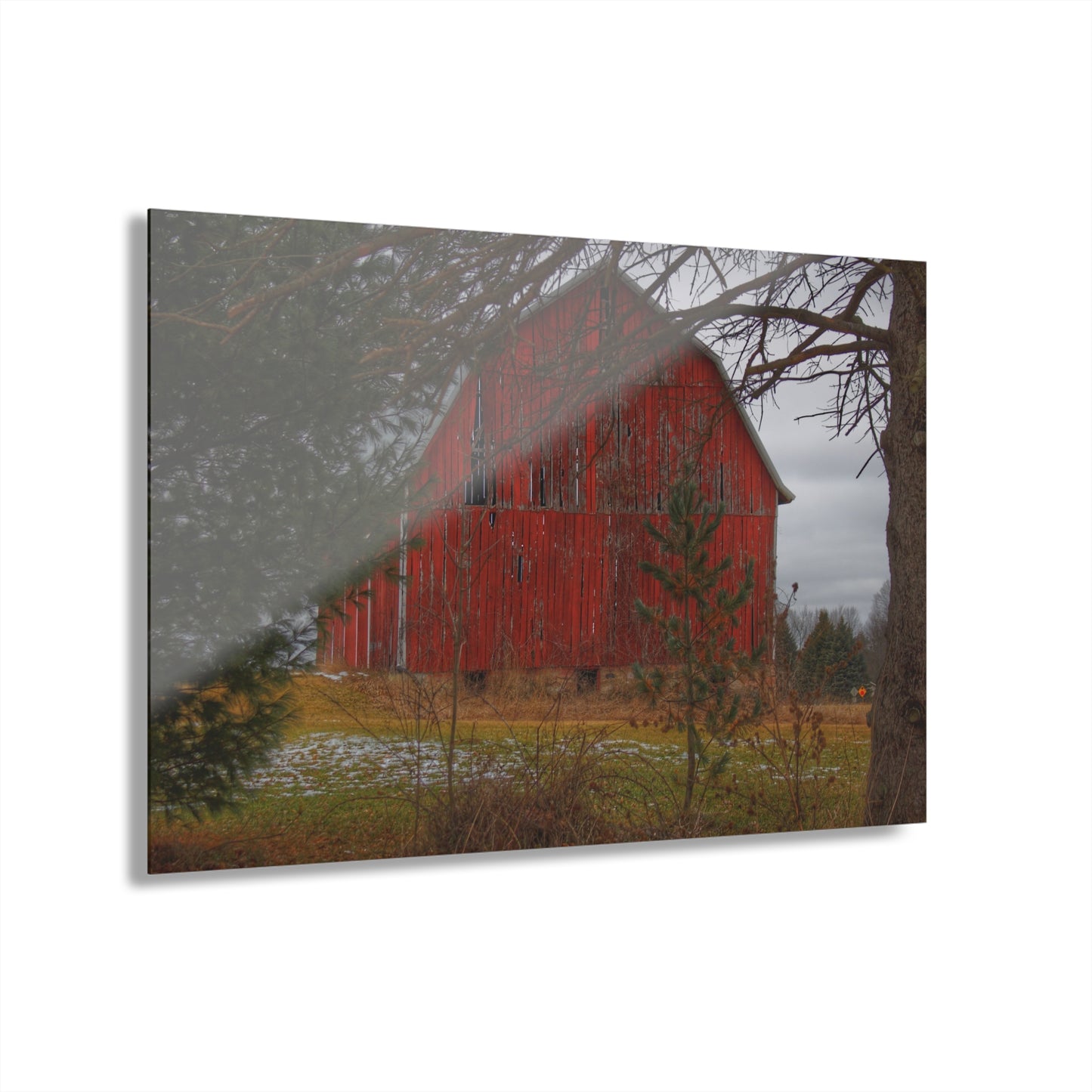 U R There Photography Johnsonmill Road Hidden Red Rustic Farmhouse Acrylic Wall Print