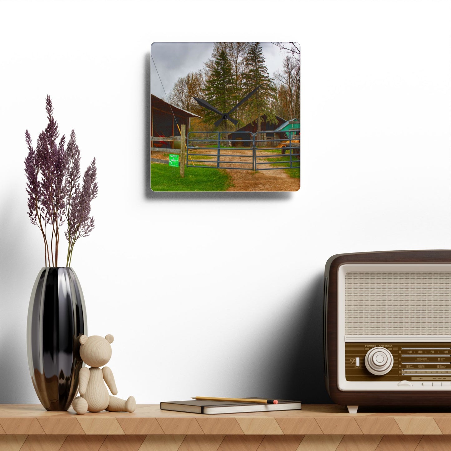 U R There Photography Castle Roadside Greys Rustic Farmhouse Wall Clock