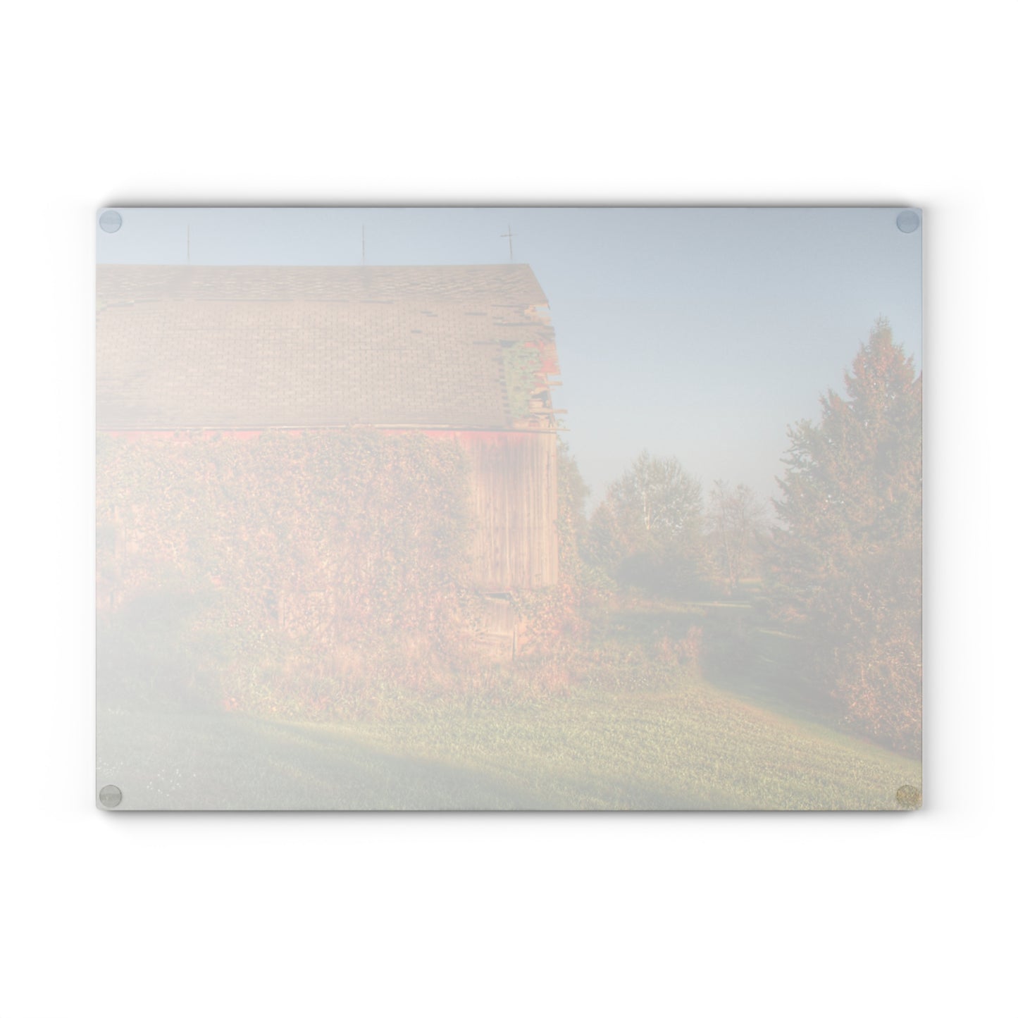 U R There Photography Bearanger Road Red Rustic Farmhouse Tempered-Glass Cutting Board