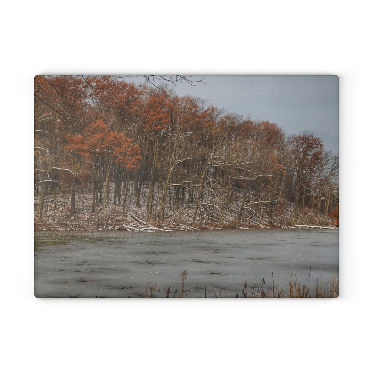U R There Photography The Freeze of Thornville Rustic Farmhouse Tempered-Glass Cutting Board