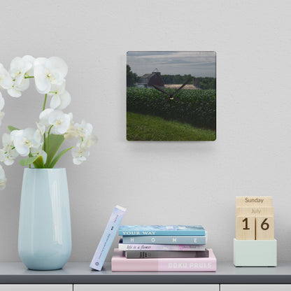 U R There Photography Above the Corn on Piersonville Road II Rustic Farmhouse Acrylic Analog Wall Clock