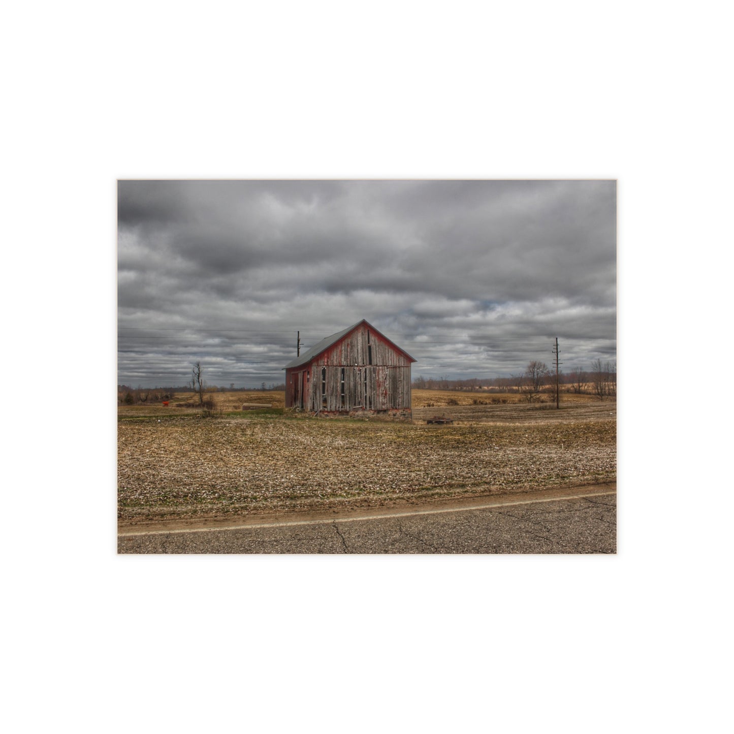 U R There Photography Barnes Road Little Red II Rustic Farmhouse Decorative Ceramic Tile