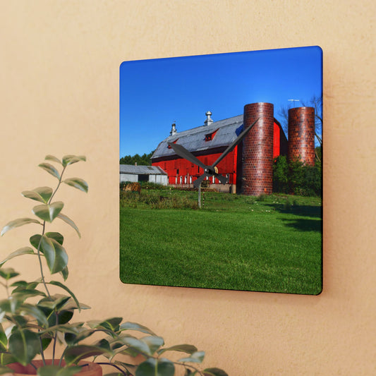 U R There Photography Baldwin Red II Rustic Farmhouse Acrylic Analog Wall Clock