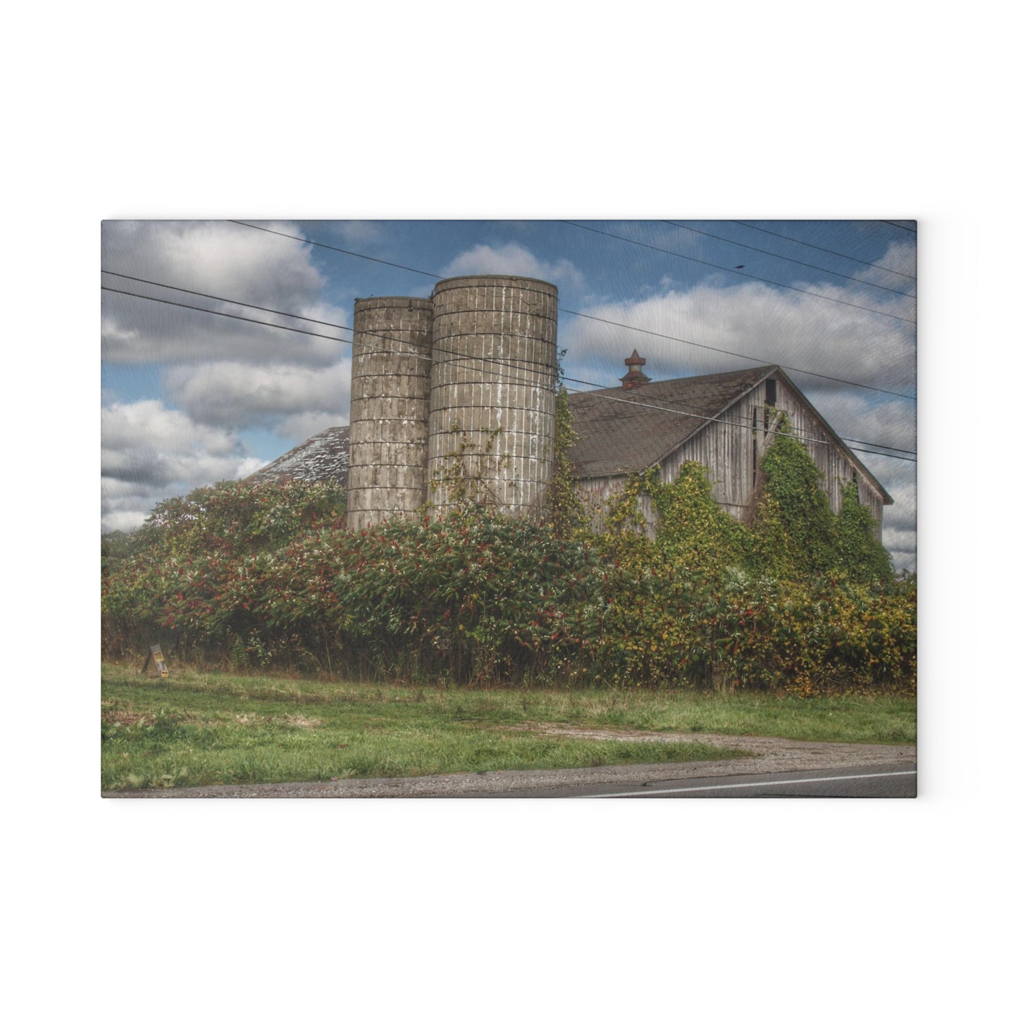 U R There Photography Metamora M-24 Grey II Rustic Farmhouse Tempered-Glass Cutting Board