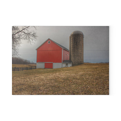 U R There Photography Brocker Road Red II Rustic Farmhouse Tempered-Glass Cutting Board