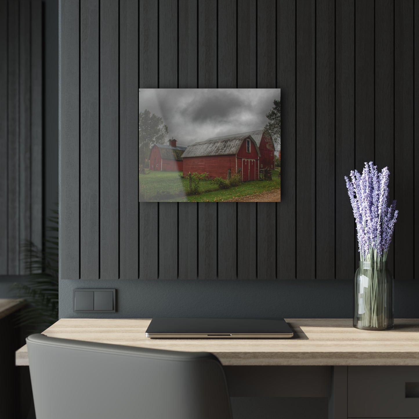 U R There Photography Cramton Road Reds II Rustic Farmhouse Acrylic Wall Print