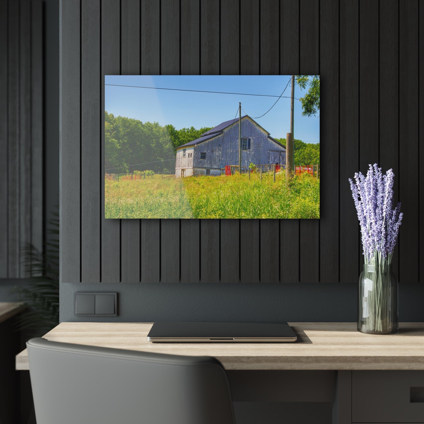 U R There Photography Greenwood Road Whitewash Grey Rustic Farmhouse Acrylic Wall Print