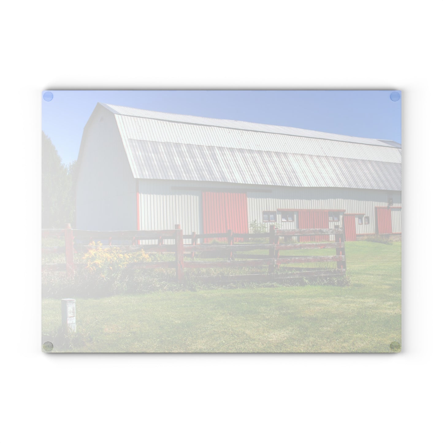 U R There Photography Bishop Road Beyond the Fence Rustic Farmhouse Tempered-Glass Cutting Board