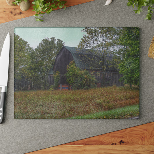 U R There Photography Metamora Road Grey Rustic Farmhouse Tempered-Glass Cutting Board