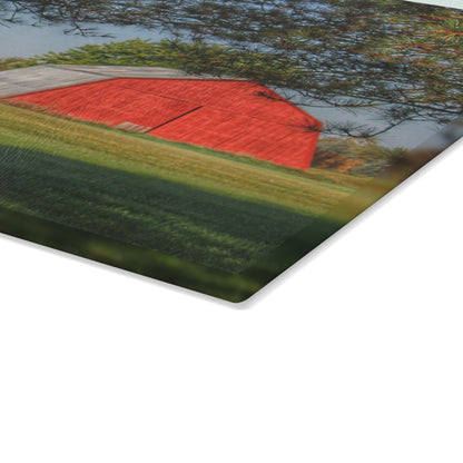 U R There Photography Peppermill Road Hidden Red Rustic Farmhouse Tempered-Glass Cutting Board