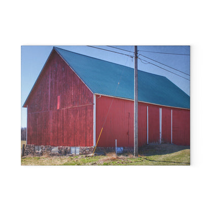 U R There Photography Imlay City Road Red II Rustic Farmhouse Tempered-Glass Cutting Board