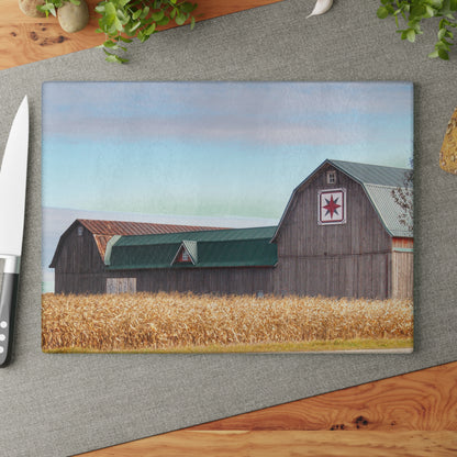 U R There Photography Frankenmuth Greys Rustic Farmhouse Tempered-Glass Cutting Board