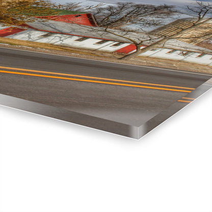 U R There Photography Newark Road Red and Silos III Rustic Farmhouse Acrylic Wall Print