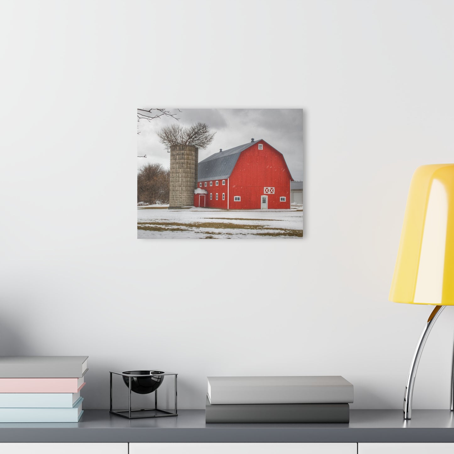 U R There Photography Hollow Corners Red Tree Silo I Rustic Farmhouse Acrylic Wall Print