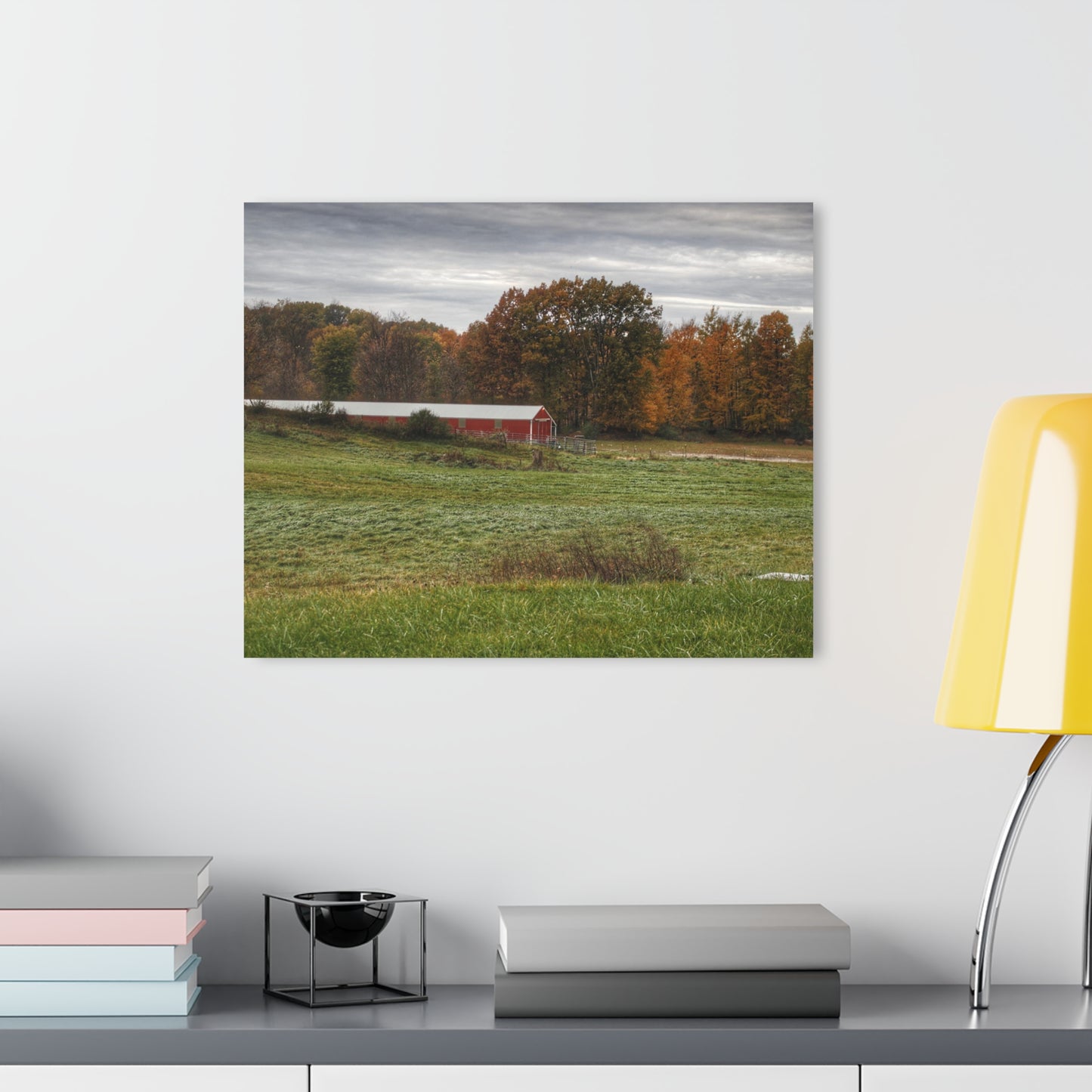 U R There Photography Bronson Lake Hidden Red I Rustic Farmhouse Acrylic Wall Print
