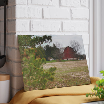 U R There Photography Hidden Millington Road Red Rustic Farmhouse Tempered-Glass Cutting Board