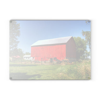 U R There Photography Harris Road Red Rustic Farmhouse Tempered-Glass Cutting Board