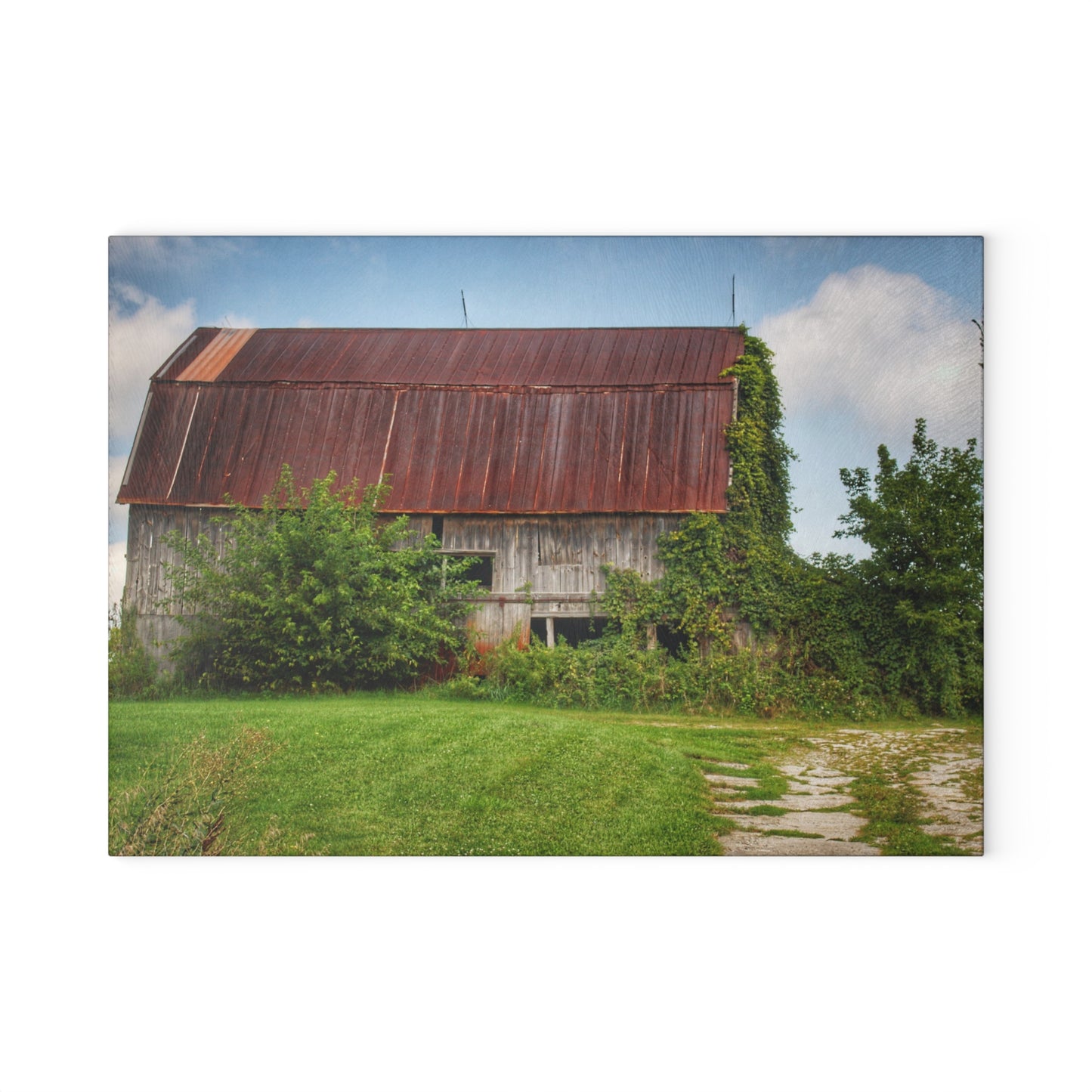 U R There Photography Grey Road Rusted I Rustic Farmhouse Tempered-Glass Cutting Board