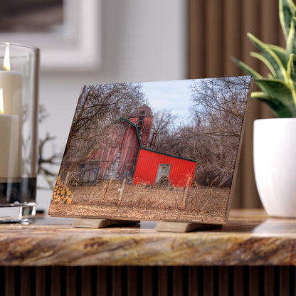 U R There Photography Bray Road Hidden Barnyard Red I Rustic Farmhouse Decorative Ceramic Tile