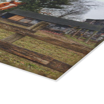 U R There Photography South Summers Road Old Grey and Caramel I Rustic Farmhouse Tempered-Glass Cutting Board