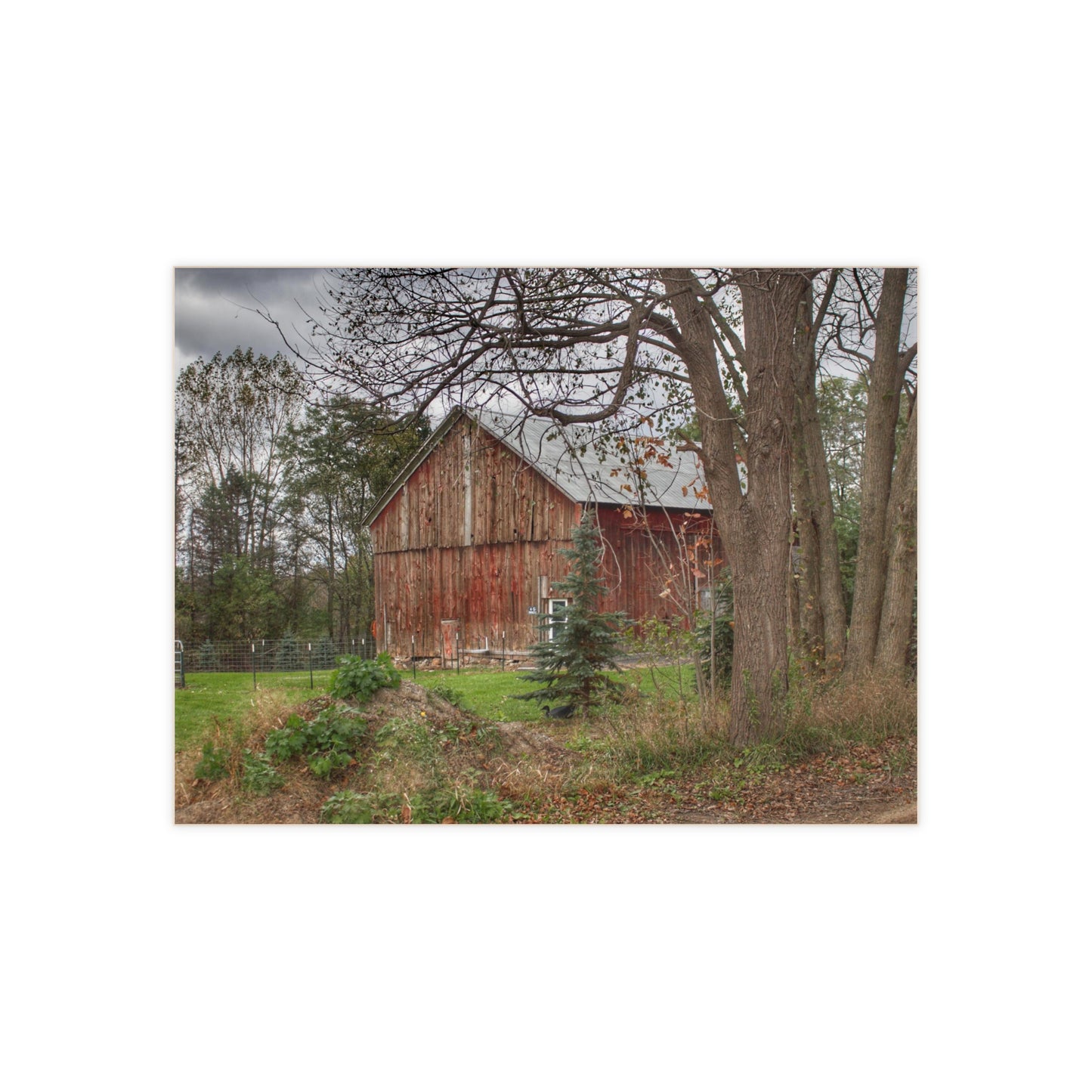 U R There Photography Big Fish Lake Road Red Rustic Farmhouse Decorative Ceramic Tile