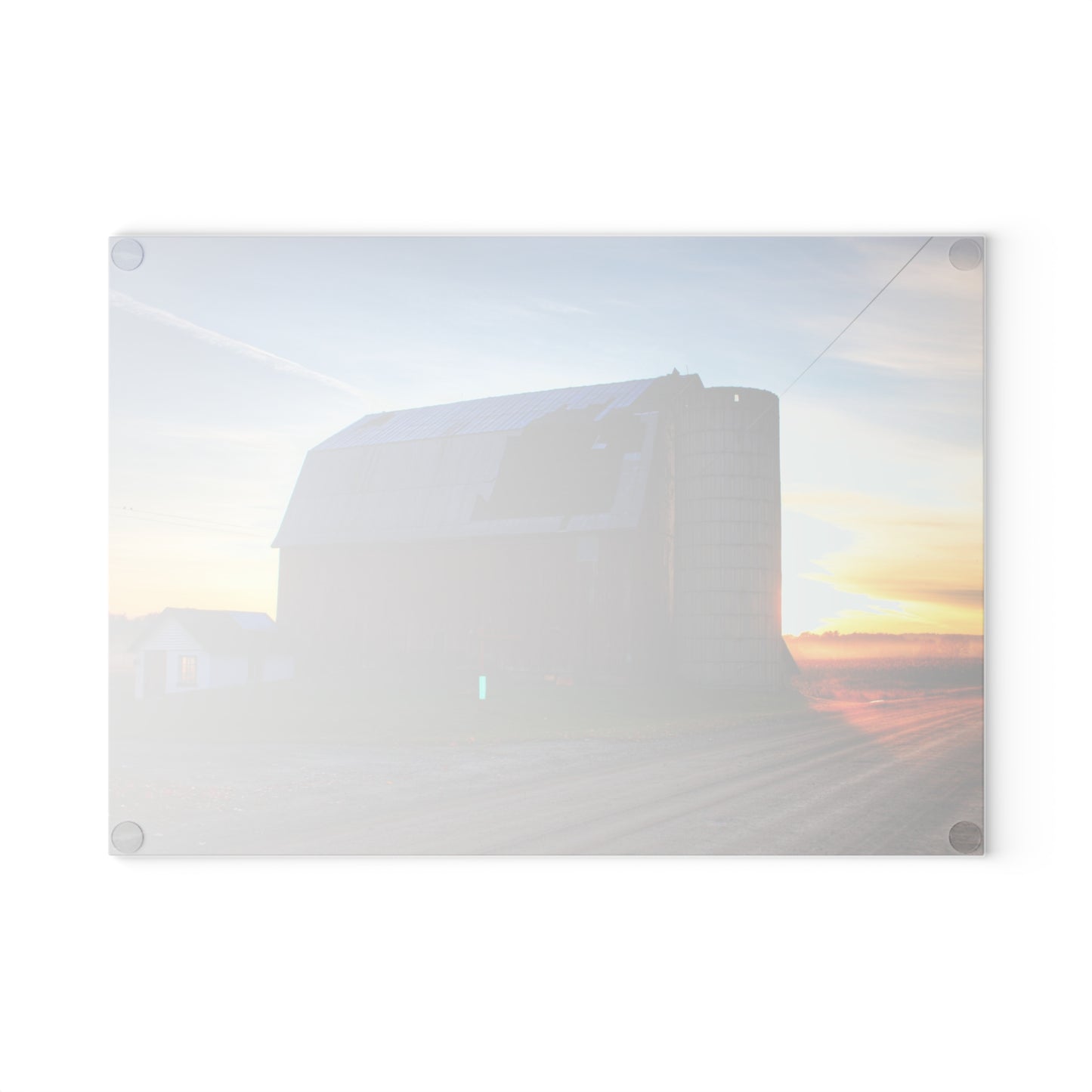 U R There Photography Haines Road Red at Sunrise Rustic Farmhouse Tempered-Glass Cutting Board