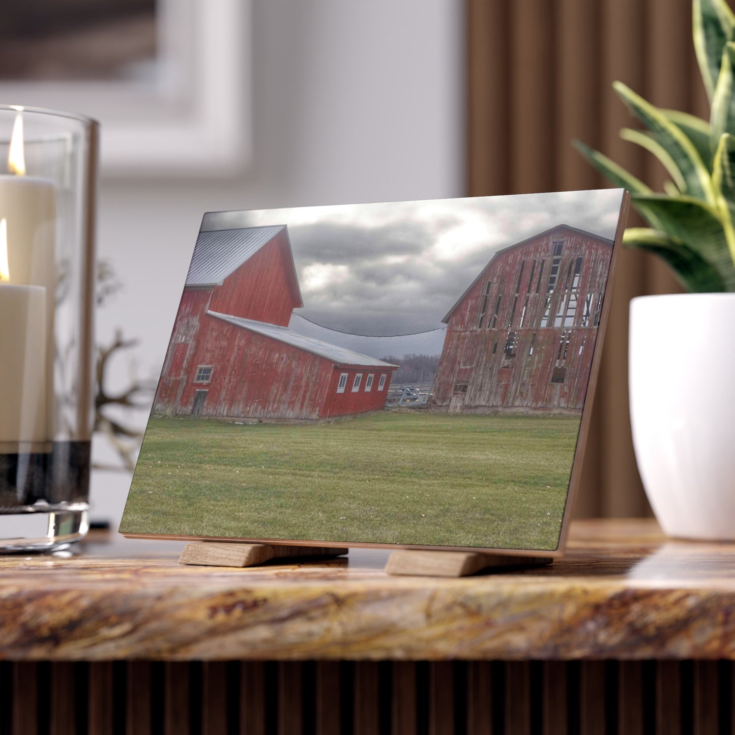 U R There Photography Church Road Reds Rustic Farmhouse Decorative Ceramic Tile