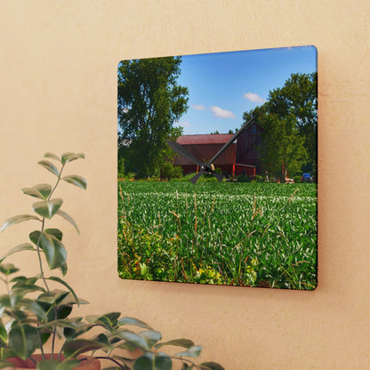 U R There Photography Canada Road Hidden Red Rustic Farmhouse Acrylic Analog Wall Clock