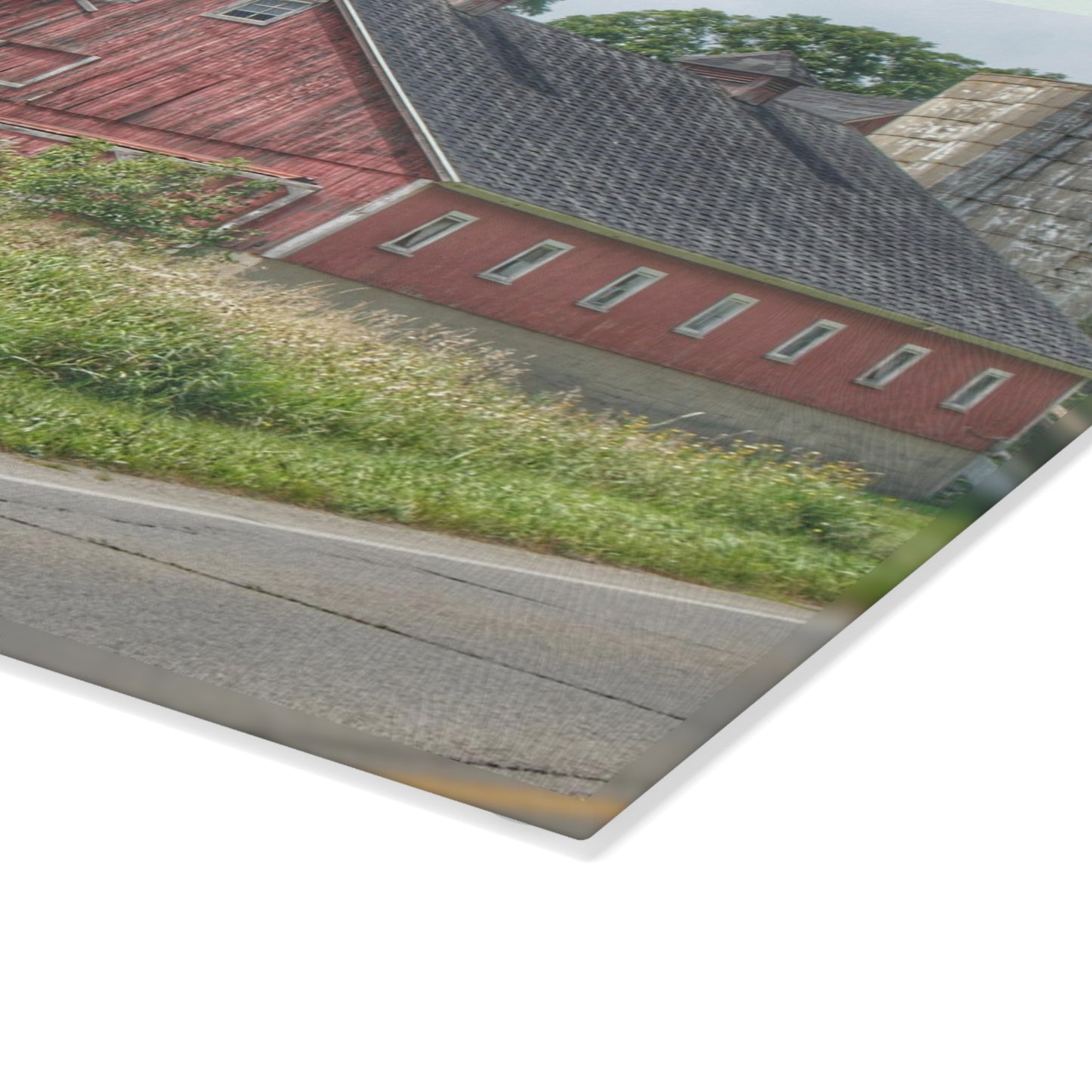 U R There Photography Metamora Red I Rustic Farmhouse Tempered-Glass Cutting Board