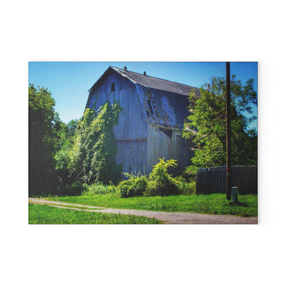 U R There Photography Dryden Road Grey Rustic Farmhouse Tempered-Glass Cutting Board