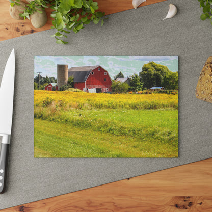 U R There Photography Starr Court Red I Rustic Farmhouse Tempered-Glass Cutting Board