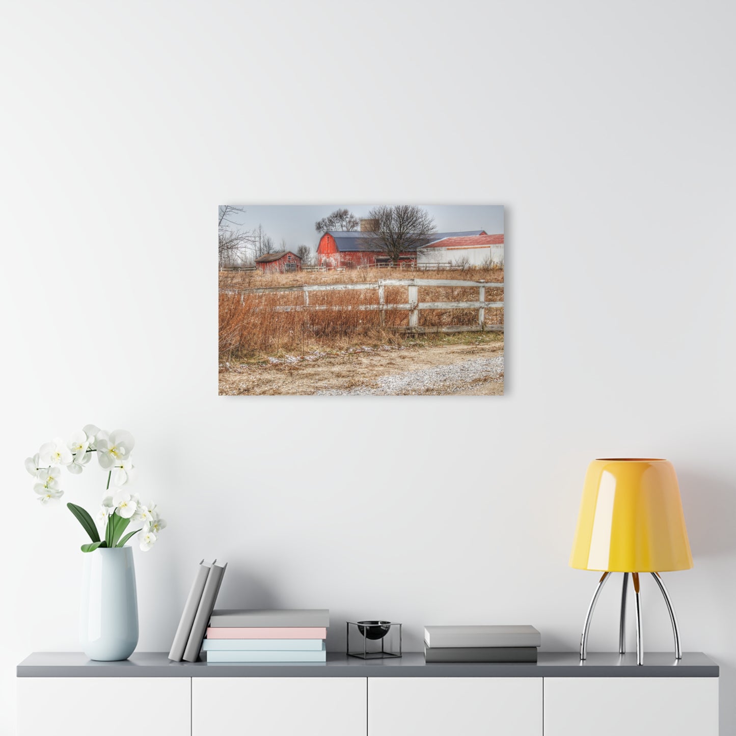U R There Photography Mound Road Reds Rustic Farmhouse Acrylic Wall Print