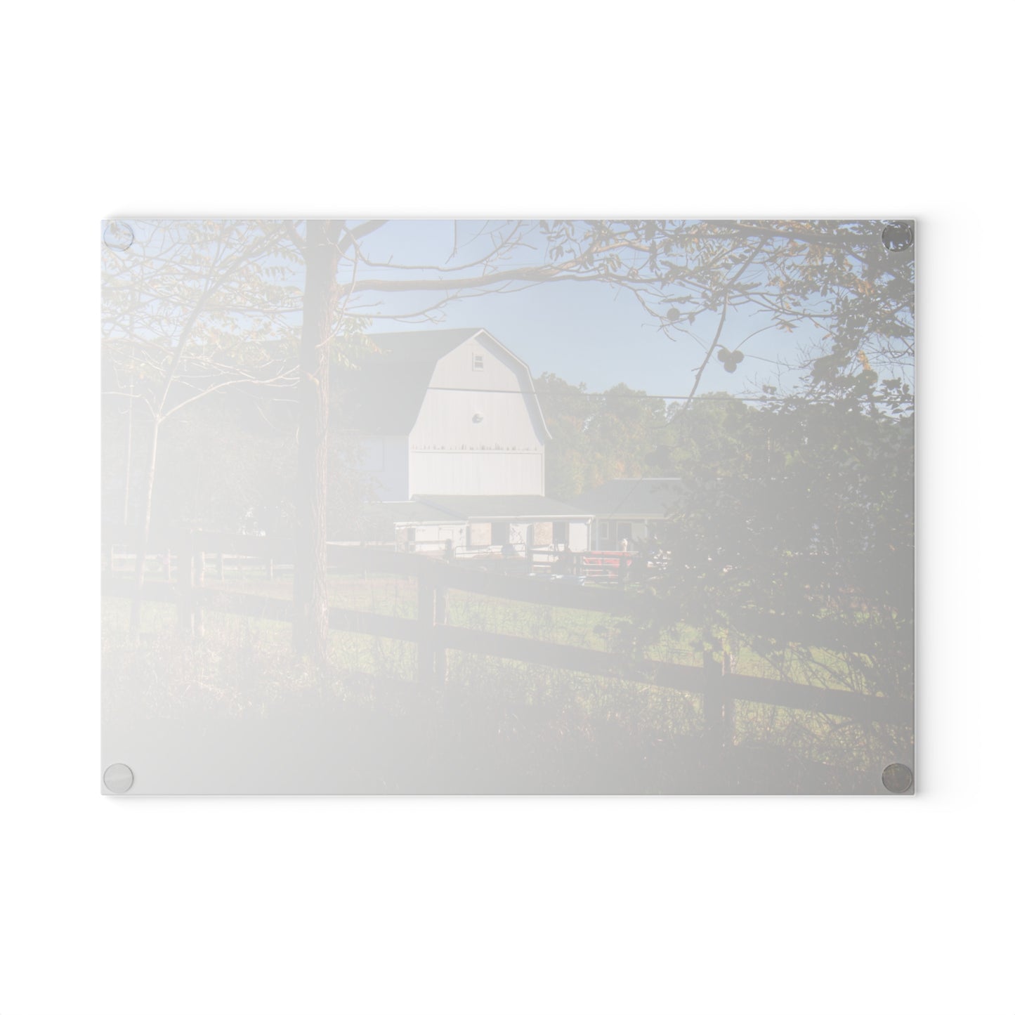 U R There Photography Oakwood Road White I Rustic Farmhouse Tempered-Glass Cutting Board