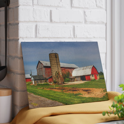 U R There Photography Marlette Red IV Rustic Farmhouse Tempered-Glass Cutting Board