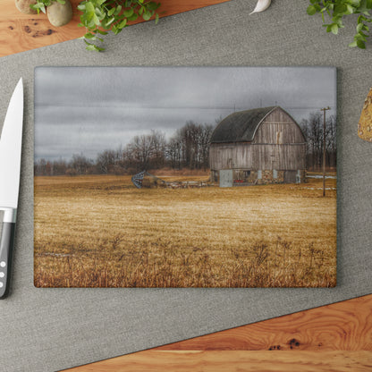 U R There Photography Laur Road Grey Rustic Farmhouse Tempered-Glass Cutting Board
