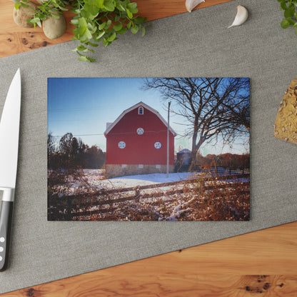 U R There Photography Groveland Red Rustic Farmhouse Tempered-Glass Cutting Board