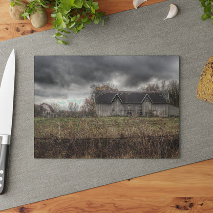 U R There Photography Green Road Grey Rustic Farmhouse Tempered-Glass Cutting Board