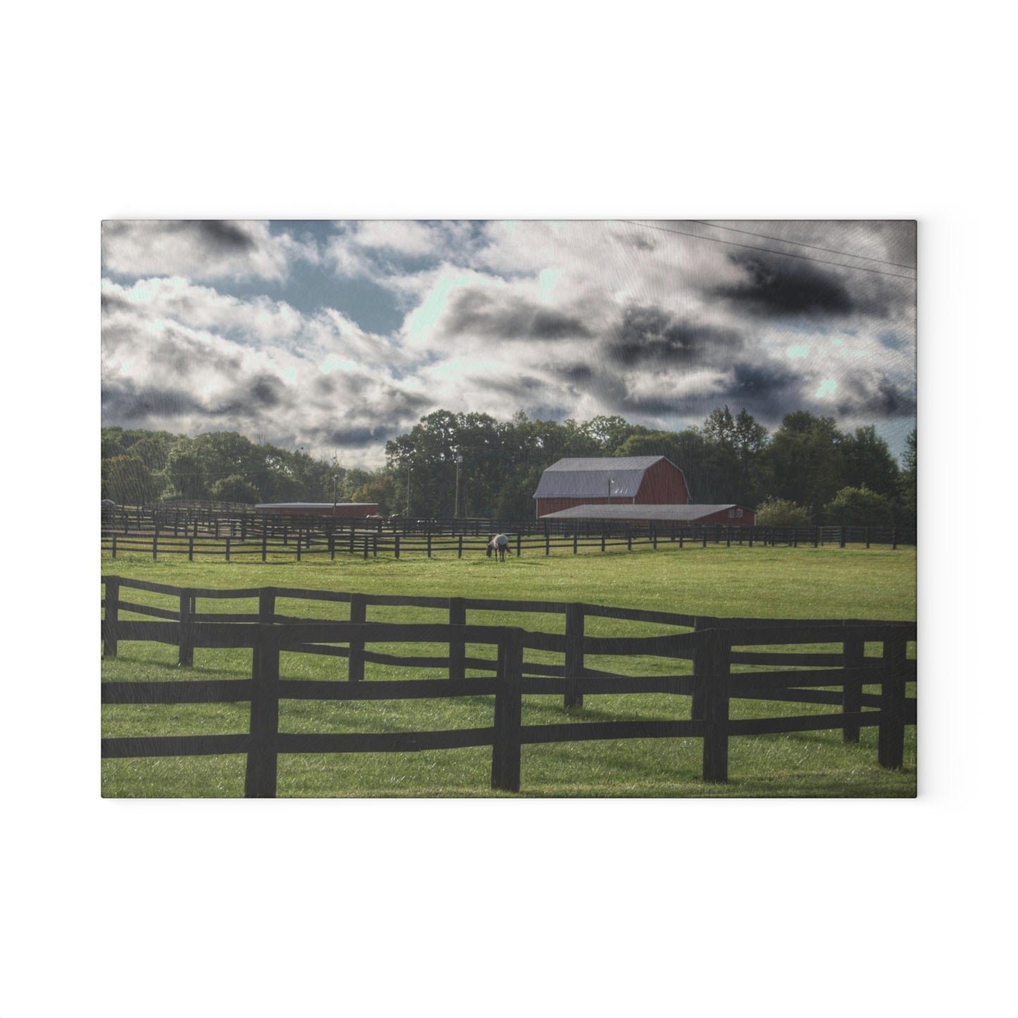U R There Photography Hosner Road Farm Rustic Farmhouse Tempered-Glass Cutting Board